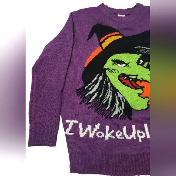 Halloween Knit Sweater Wicked Witch Unisex SZ Small-Medium - Picture 4 of 12